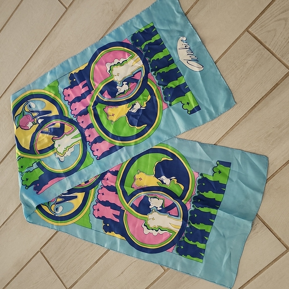 CHERESKIN 1970s Summer of Love Psychedelic Print Scarf